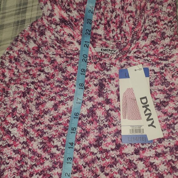 DKNY NEW Girls Pink Kids size L 14-16 Sweatshirt Hoodie Knit Warm Cozy - Picture 5 of 6
